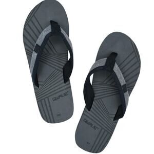 QWAVE Mens Size 8.5 Performance Flip Flops Charcoal Grey Black Thong Sandals New